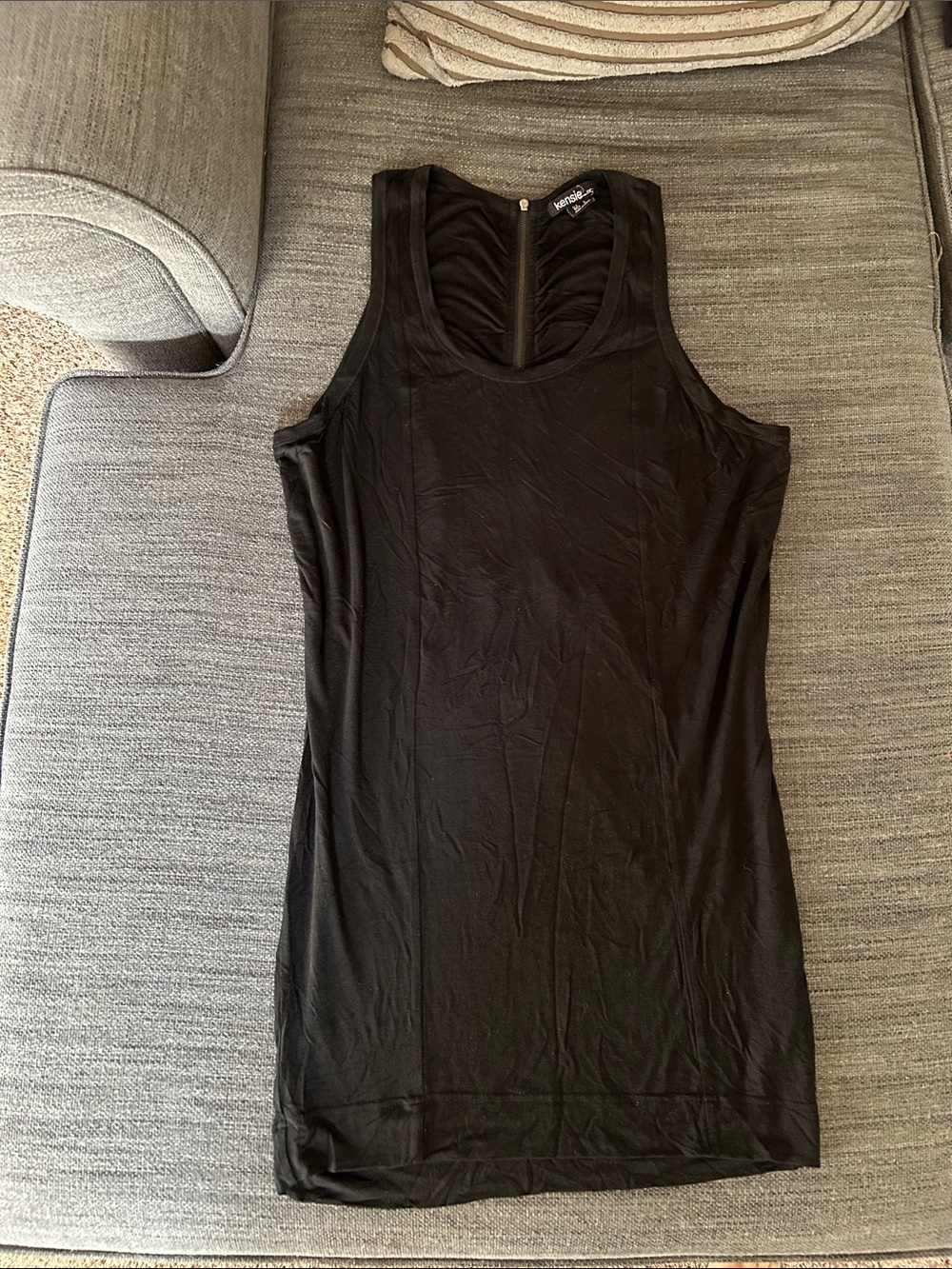 kensie knit Black Scoop Neck Tank Shift Dress, S